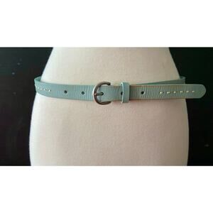 EDDIE BAUER Skinny Light Green Leather Belt w/Whipstitch Accent sz S